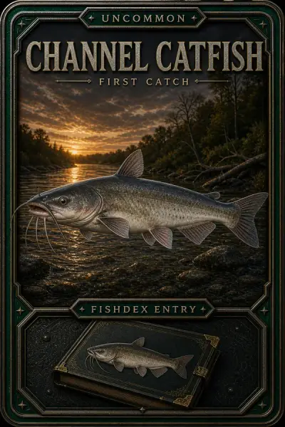 Channel Catfish collectible fishing card — uncommon