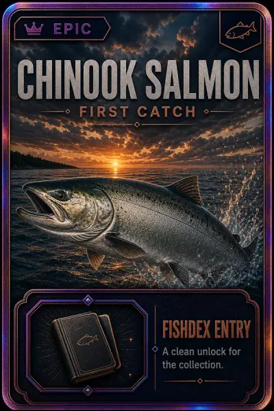 Chinook Salmon collectible fishing card — epic