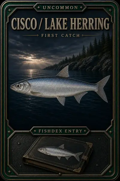 Cisco Lake Herring collectible fishing card — uncommon