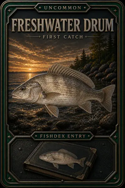 Freshwater Drum collectible fishing card — uncommon