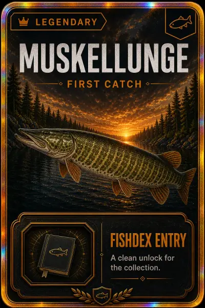 Muskellunge collectible fishing card — legendary