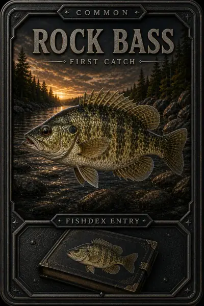 Rock Bass collectible fishing card — common