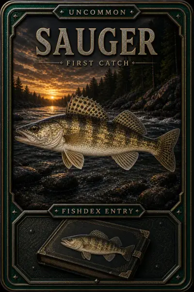 Sauger collectible fishing card — uncommon