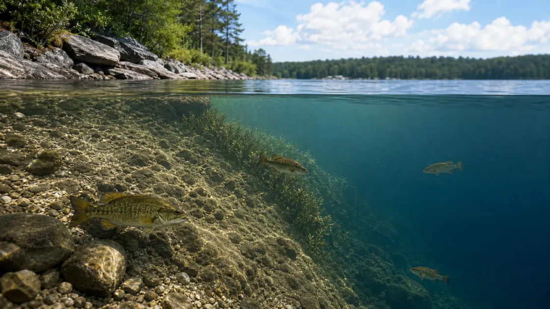 Ontario lake cross-section showing seasonal smallmouth bass locations